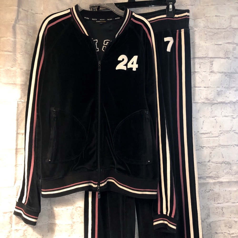 Black BCBG Maxazria Velour Sweat Suit Size XL